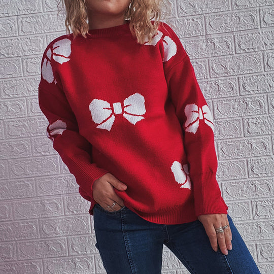 Damen Festlicher Pullover mit fröhlichem Glockenmotiv und lässigem Schnitt EB