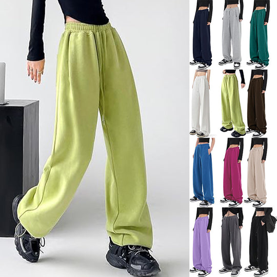 Damen nan locker fallende Sweatpants mit extra weitem Bein, hohem Bund und Kordelzug EB