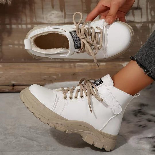 Damen nan modische Plateau-Hightop-Sneaker mit Klettriemen, gepolstertem Komfortfußbett und profiliertem Traktorabsatz EB