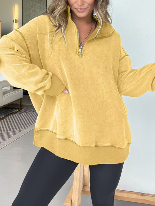 Damen Bequemer Pullover mit halbem Reißverschluss EB