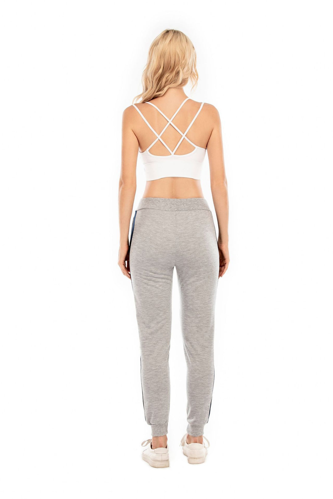 Damen Sportliche Freizeithose mit elastischem Bündchen und seitlichen Kontraststreifen EB