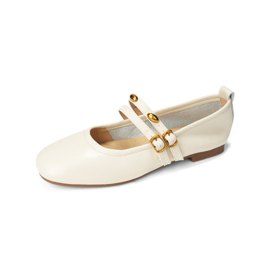 Damen Ballerinas mit doppeltem Riemchen und eleganter Schnallenverzierung EB