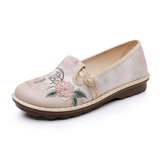 Damen Komfortable und elegante Hausschuhe mit floralem Stickdesign EB