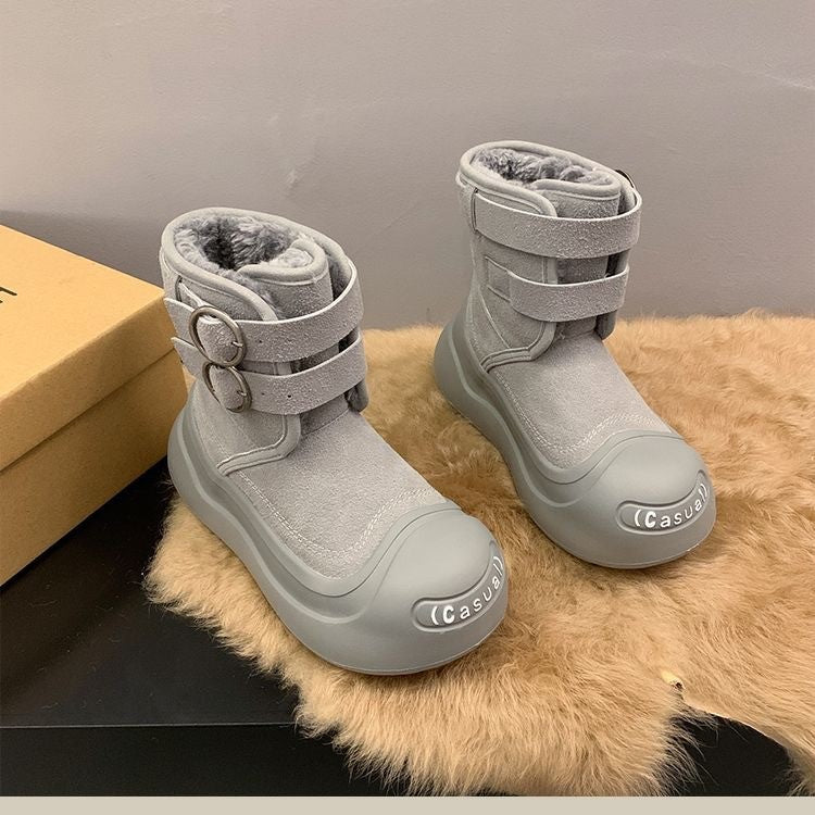 Damen Fleecegefütterte Winterstiefel mit robuster Sohle und verstellbarem Klettverschluss EB