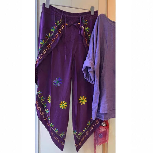 Damen Lockere Leinenbluse mit lässigem Schnitt und Rollärmeln EB