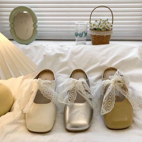 Damen elegante Mules mit dekorativer Schleifenverzierung EB