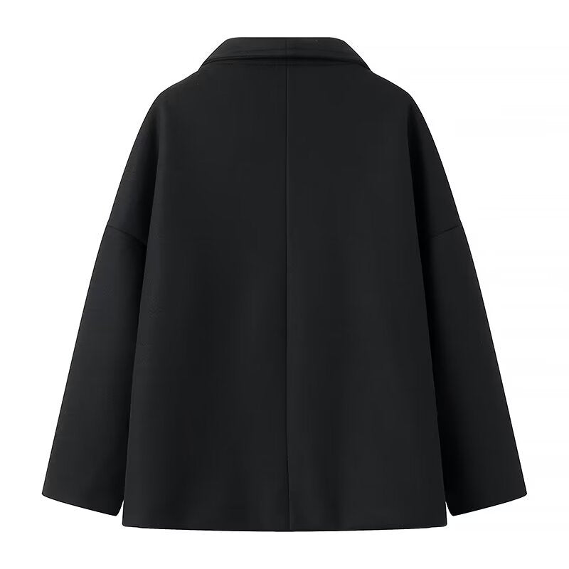 Damen Modische Oversized Jacke mit doppelter Knopfreihe und weichem Innenfutter EB