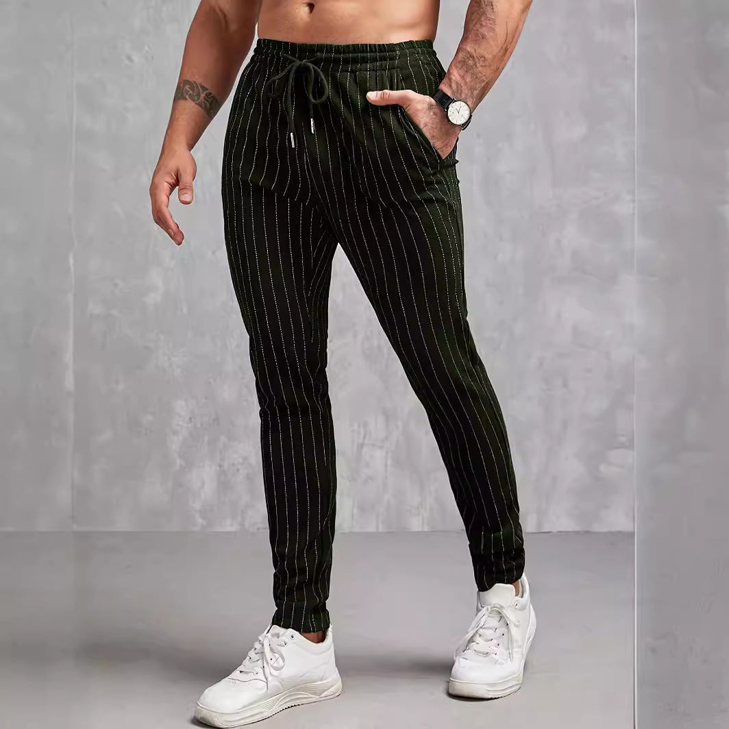 Herren moderne Lounge-Hose mit elastischem Bund und dekorativen Streifen EB