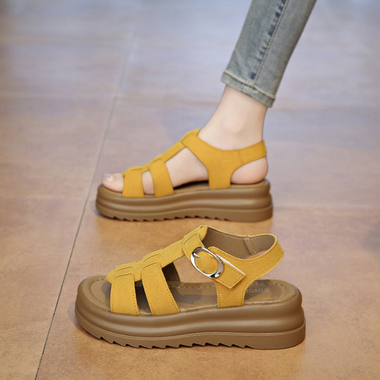 Damen Komfortable Keilsandalen mit modischem Riemendesign EB