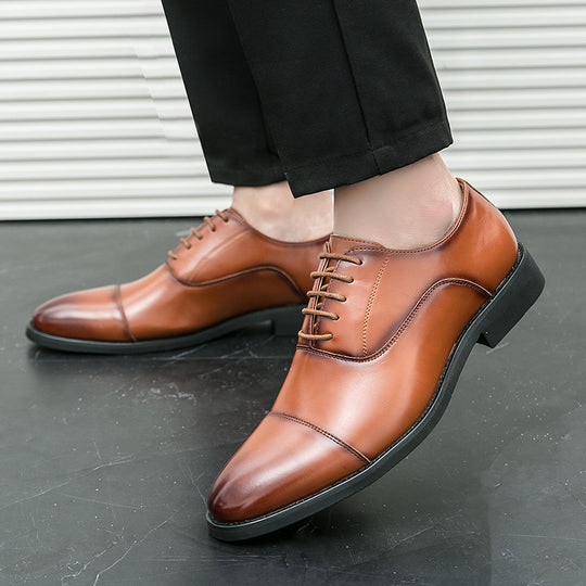 Herren klassische Oxford-Lederhalbschuhe mit Kappnaht, gepolstertem Lederfutter und rutschfester Gummisohle EB