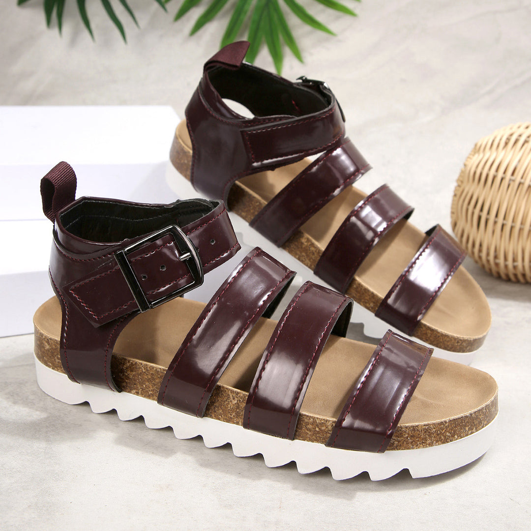 Damen Komfortable Riemchensandalen mit gepolstertem Fußbett und verstellbarem Riemen EB