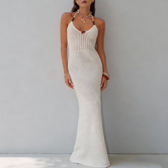 Damen Elegantes Maxikleid mit tiefem V-Ausschnitt und schmalem Schnitt EB