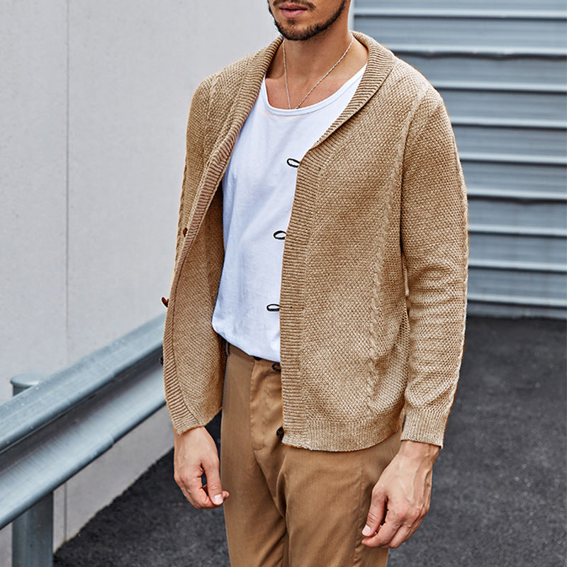 Herren lässiger Strickcardigan mit raffinierter Struktur und offenem Schnitt EB