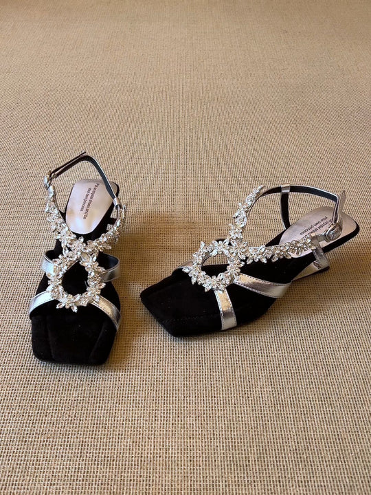Damen elegante Slippers mit funkelndem Kristall-Detail EB