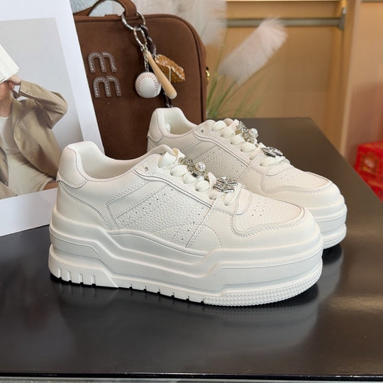 Damen modische Plateau-Sneaker mit besonderem Glitzerverzierung und atmungsaktiver Struktur EB