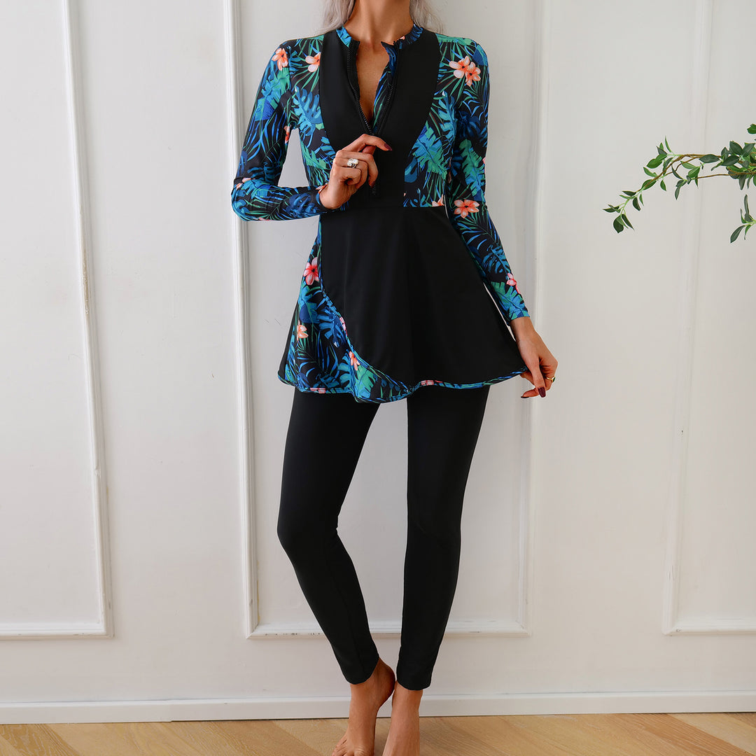 Damen Modischer Badeset mit langer Tunika und Leggings EB