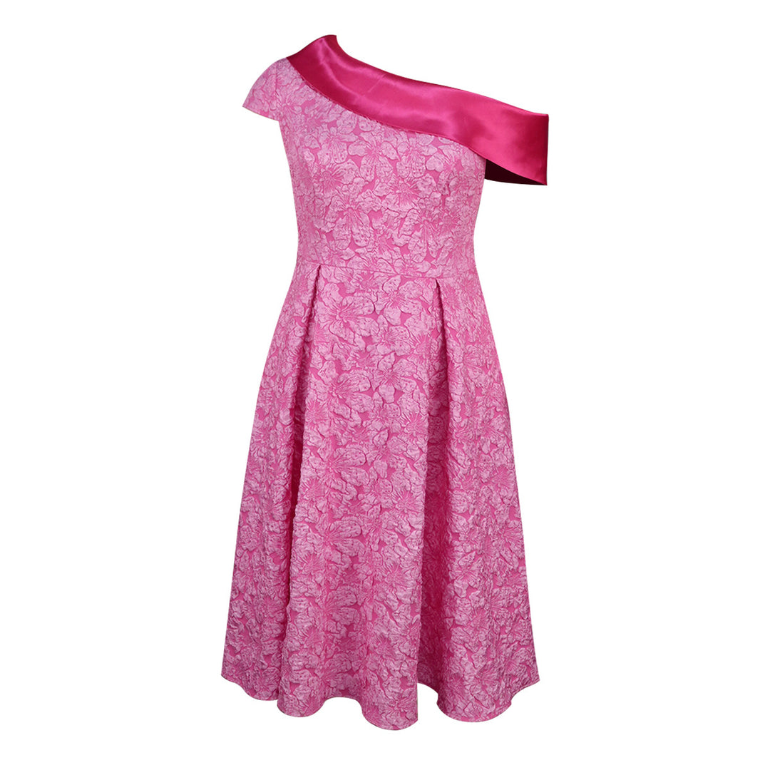 Damen Elegantes Kleid mit asymmetrischem Träger und floralem Muster EB