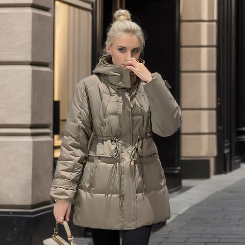Damen warme Winterjacke mit praktischer Kapuze EB