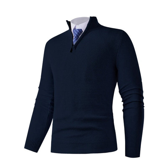 Herren Strickpullover mit modernem Stehkragen und strukturiertem Design EB