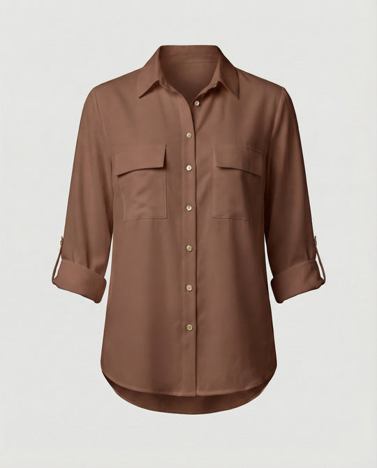 Damen Bluse mit Taschen und klassischem Schnitt