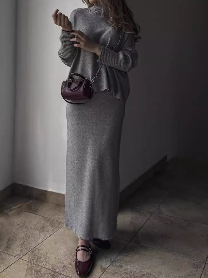 Damen Elegant gestricktes Maxikleid mit lässigem Schnitt EB