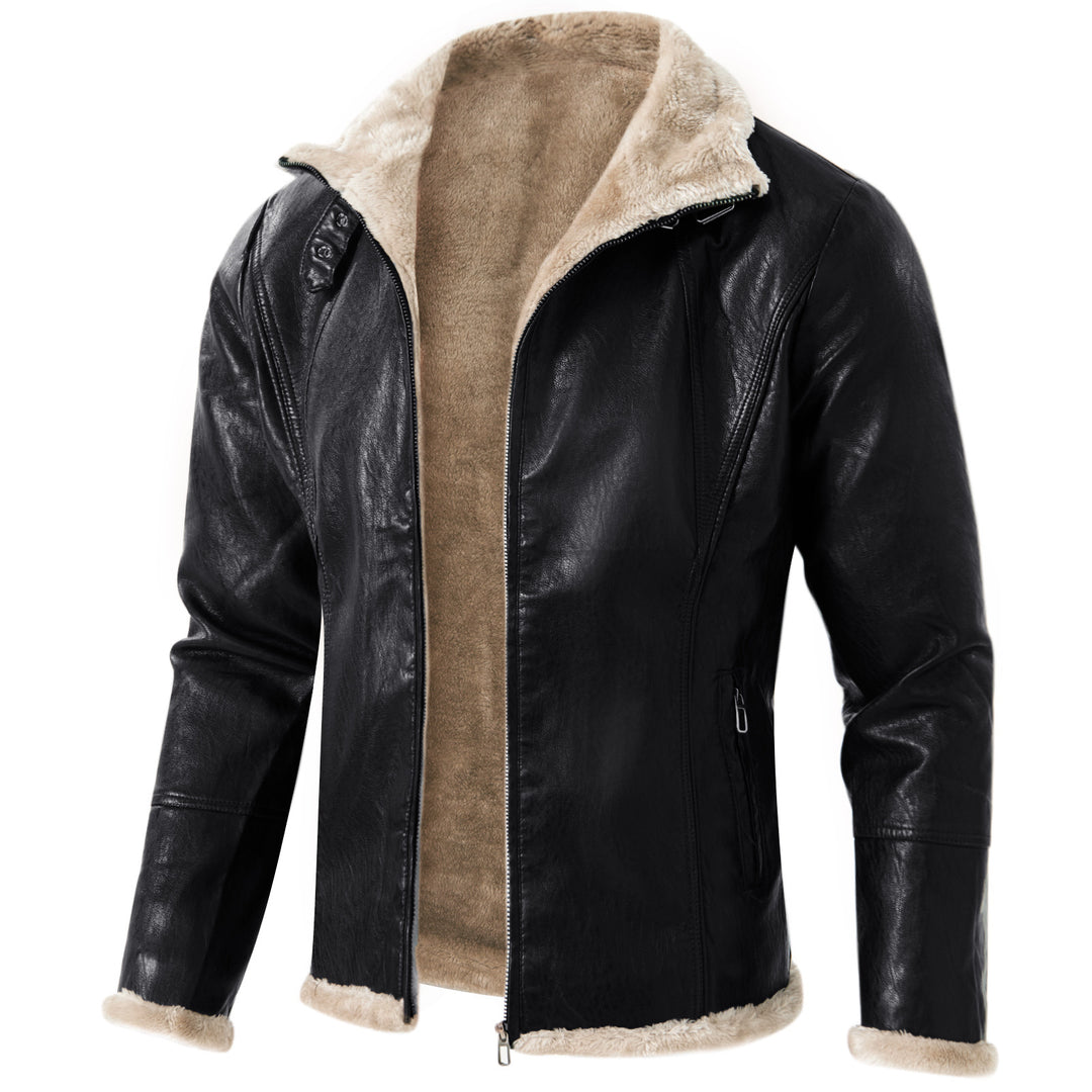 Herren stilvolle Kunstlederjacke mit warmem Innenfutter EB