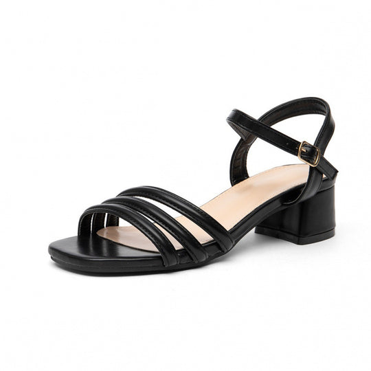 Damen Riemchen-Sandalen mit elegantem Blockabsatz und modischem Schnallenverschluss EB