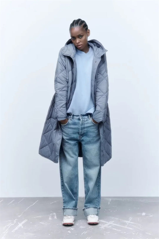 Damen gesteppte Übergangsjacke mit Kapuze und praktischen Taschen EB 1759483144