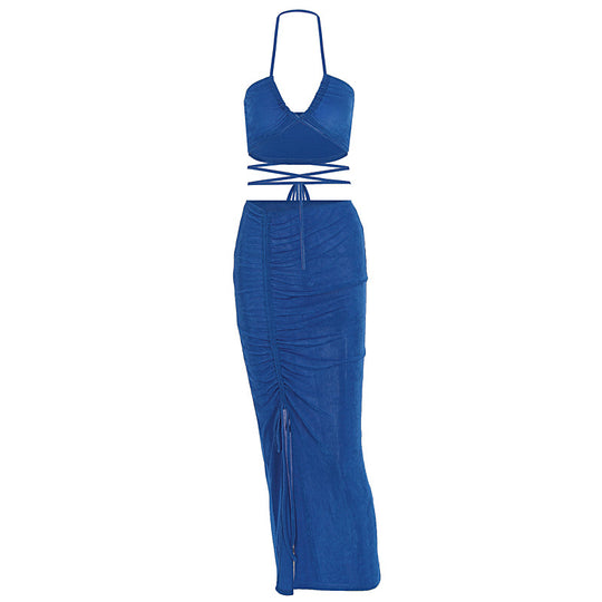 Damen Figurbetontes Maxikleid mit transparenten Einsätzen und Raffung EB