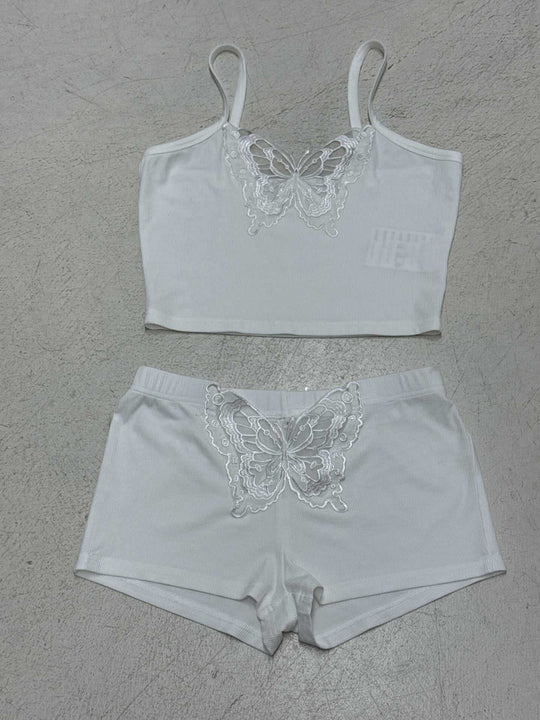 Damen Spitzenwäsche-Set mit Schmetterlingsmuster EB