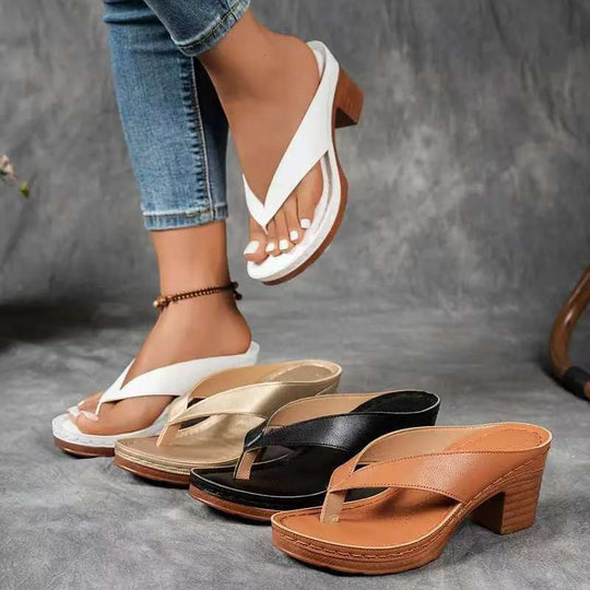 Damen Bequeme Zehentrenner-Sandalen mit anatomischem Fußbett und rutschfester Sohle EB