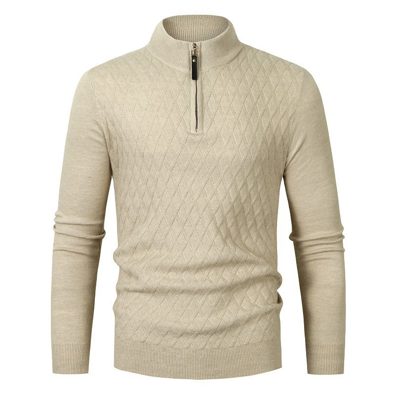 Herren Strickpullover mit Stehkragen und Reißverschluss EB