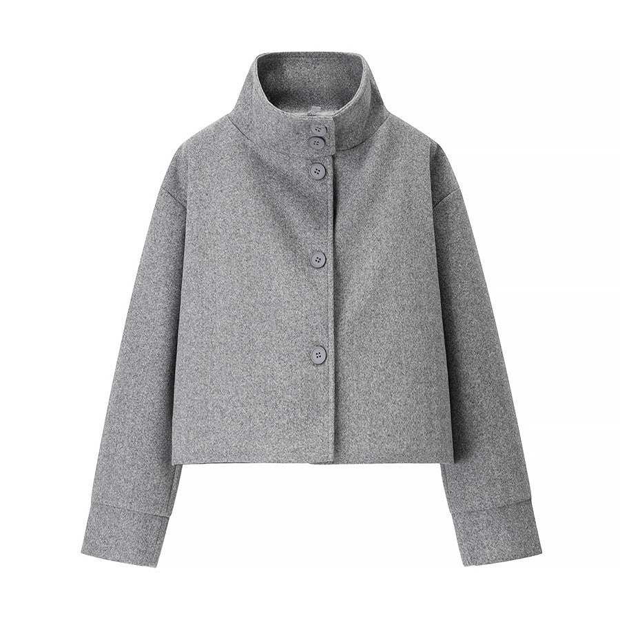 Damen Kurzjacke mit modernem Kragen und eleganten Knopfdetails EB