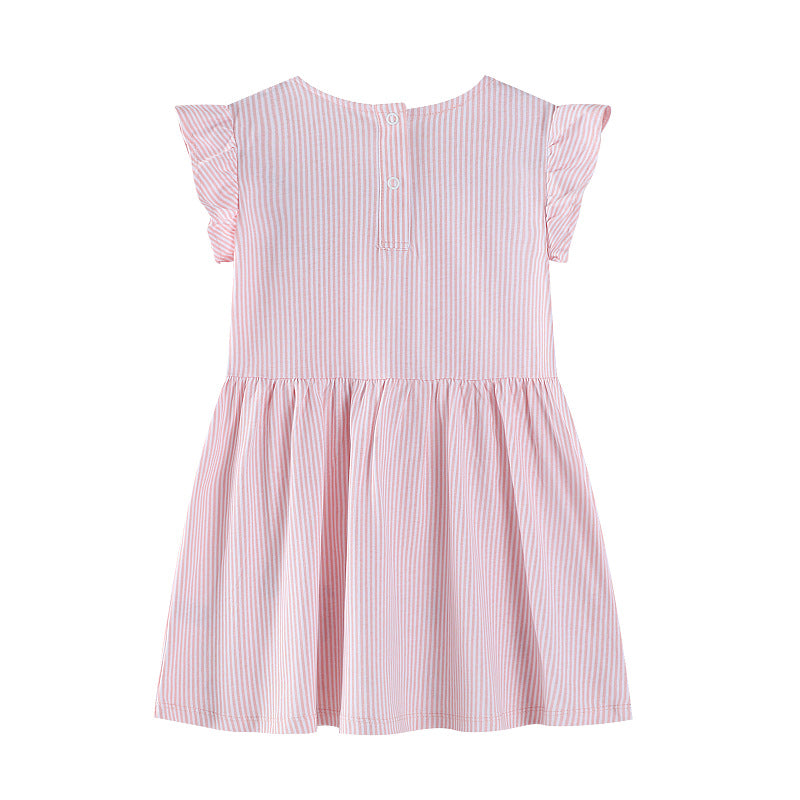 Mädchen Sommerkleid mit floralem Design und verspielten Flamingo-Applikationen EB