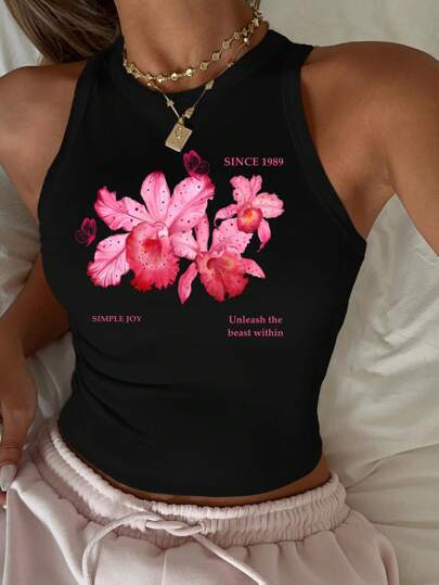 Damen ärmelloses Tanktop mit fröhlichem Kirschmotiv EB