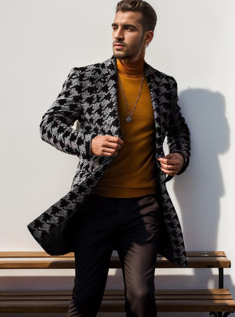 Herren eleganter Mantel im Hahnentrittmuster EB