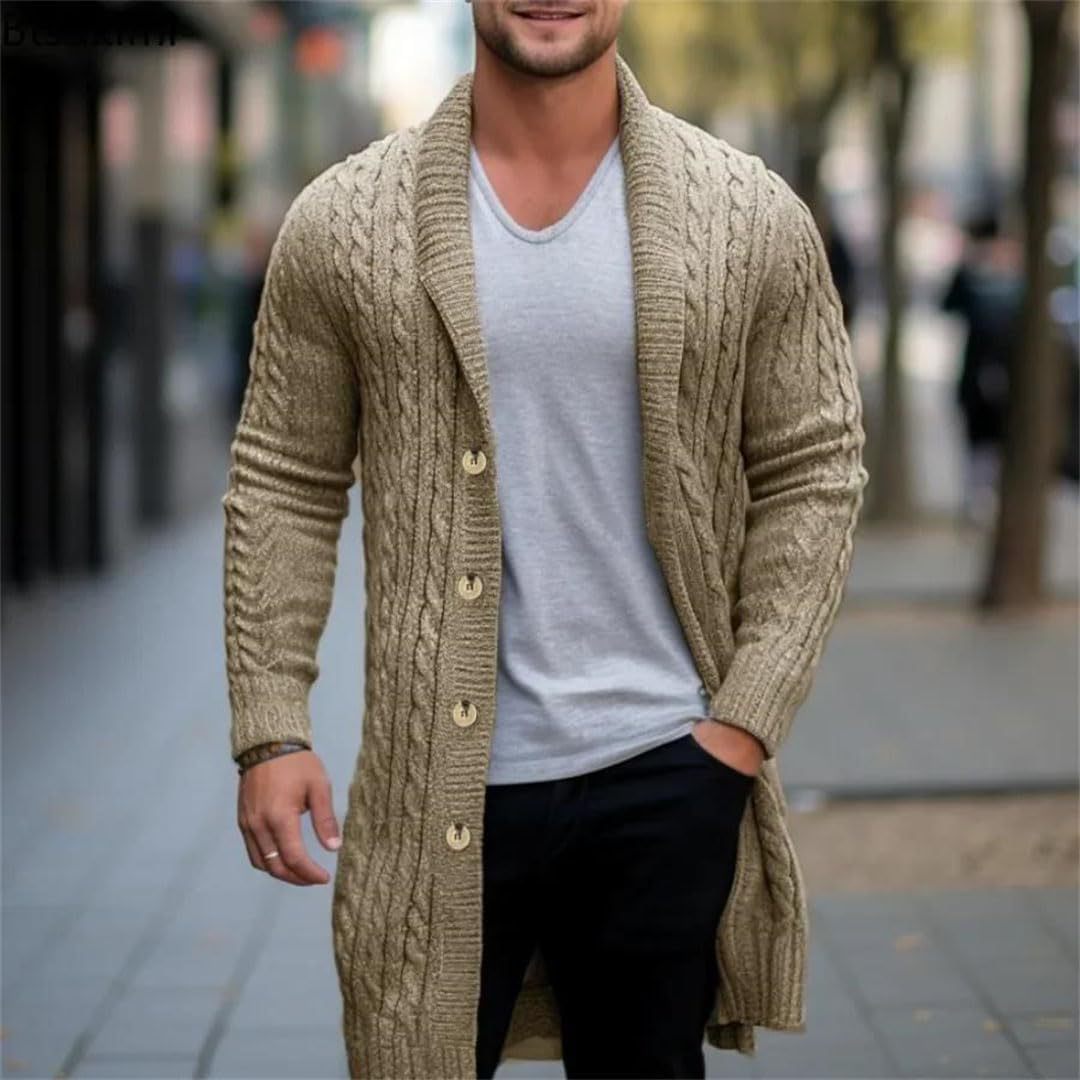 Herren Strickjacke mit offenem Design und Knopfdetails EB
