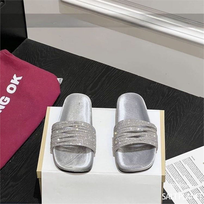 Damen trendige Slipper mit glitzernden Riemen EB