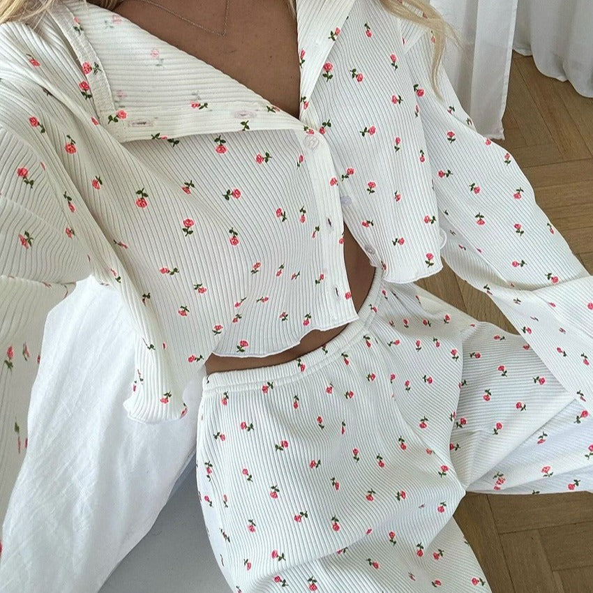 Damen Gemütliches Lounge-Set mit floralem Design und lässigem Schnitt EB