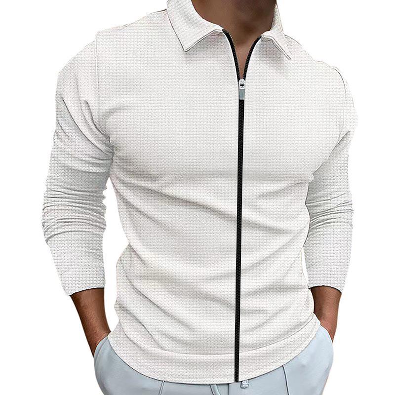 Herren sportliches Langarmshirt mit modernem Reißverschluss und strukturiertem Design EB