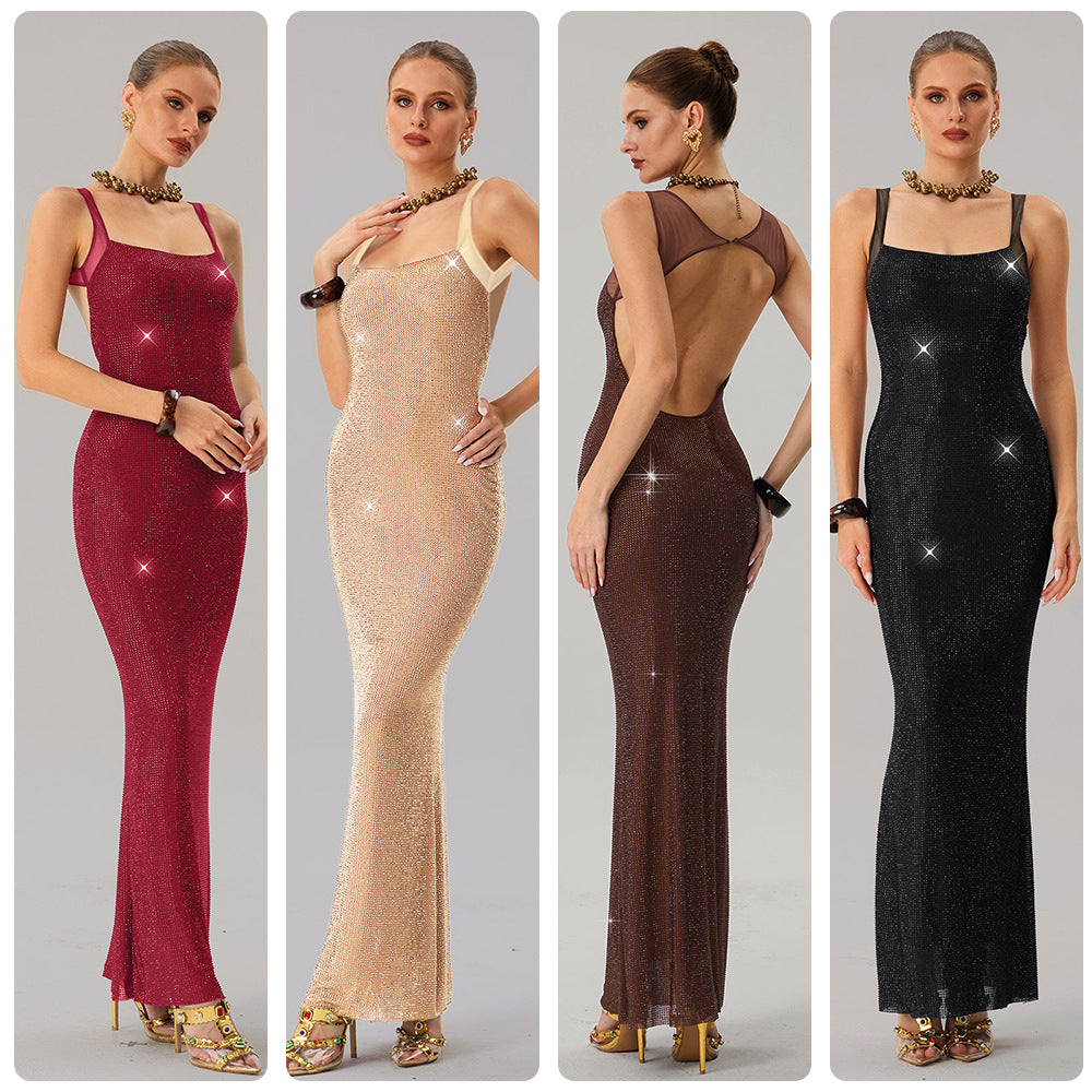 Damen Glamouröses Abendkleid mit funkelnden Pailletten und taillierter Silhouette EB