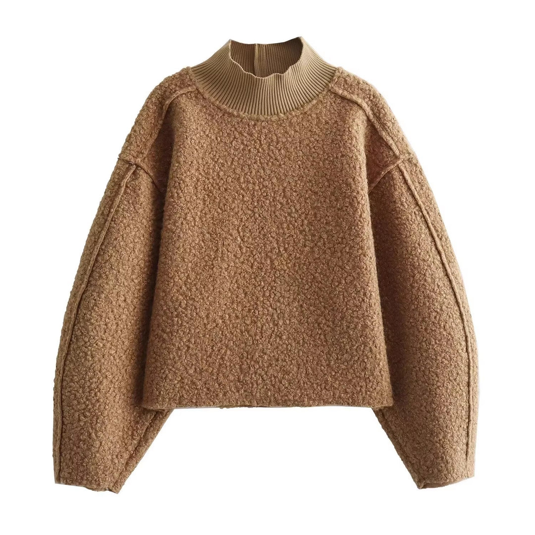 Damen Grobstrickpullover mit hohem Kragen EB