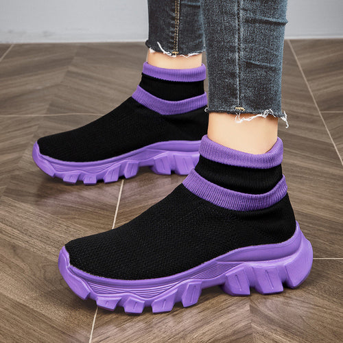 Damen Atmungsaktive Slip-On Sneakers mit luftdurchlässiger Strick-Oberfläche und flexibler Sohle EB