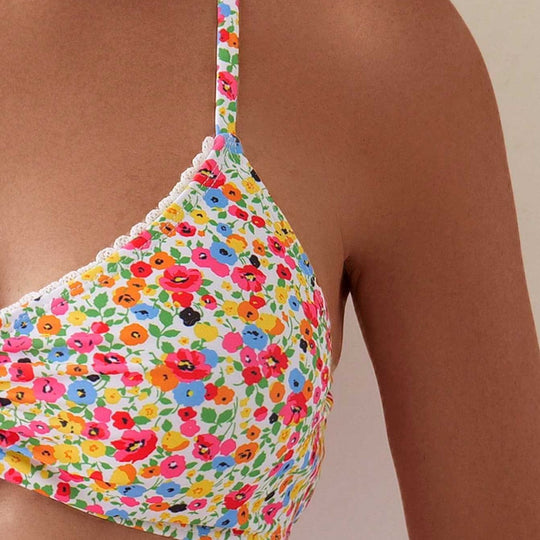 Damen Triangel-Bikini mit floralem Muster und feinen Details EB