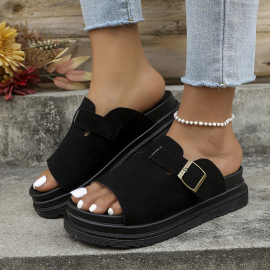 Damen Komfortable Mules mit verstellbarem Riemen und rutschfester Sohle EB