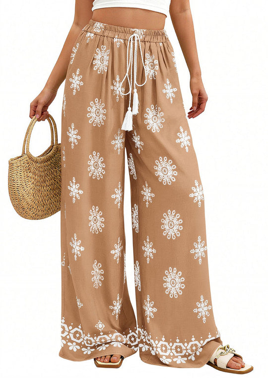 Damen weite Sommerhose mit Boho-Muster EB