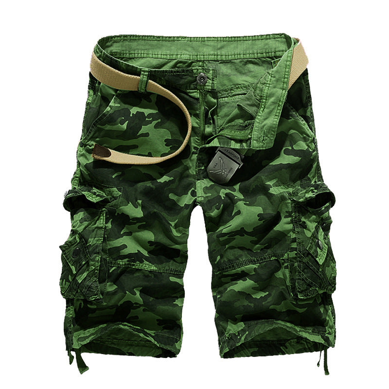 Herren Camo Cargo-Shorts mit mehreren Taschen und verstellbarem Bund EB