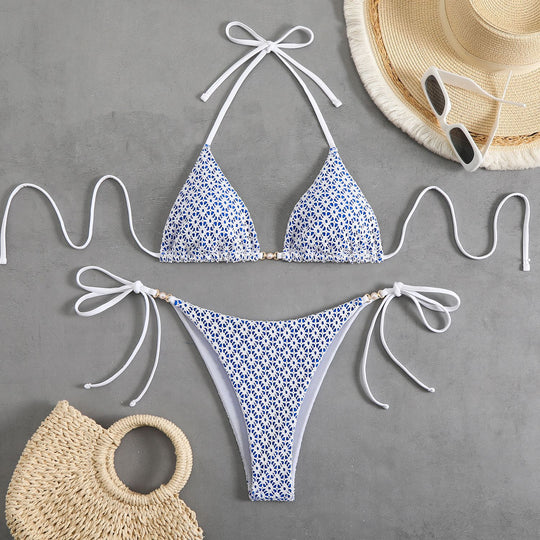 Damen Triangel-Bikini-Set mit verspielten Rüschendetails EB