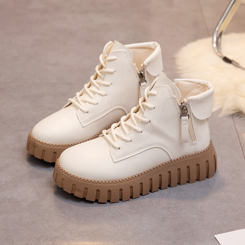 Damen Modische High-Top Stiefeletten mit Reißverschluss und rutschfester Sohle EB