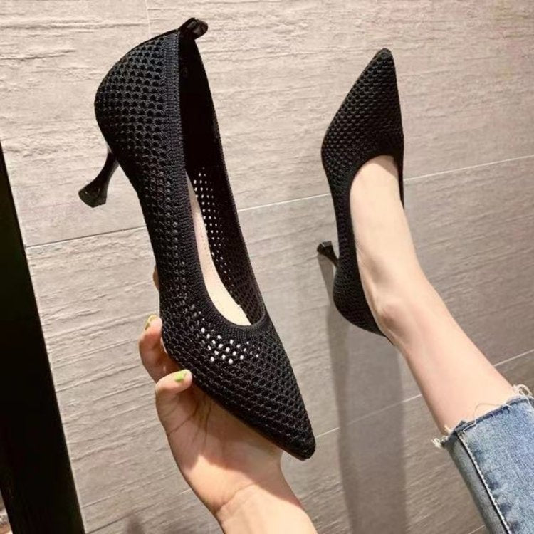 Damen elegante Spitzen-Pumps mit perforiertem Obermaterial EB
